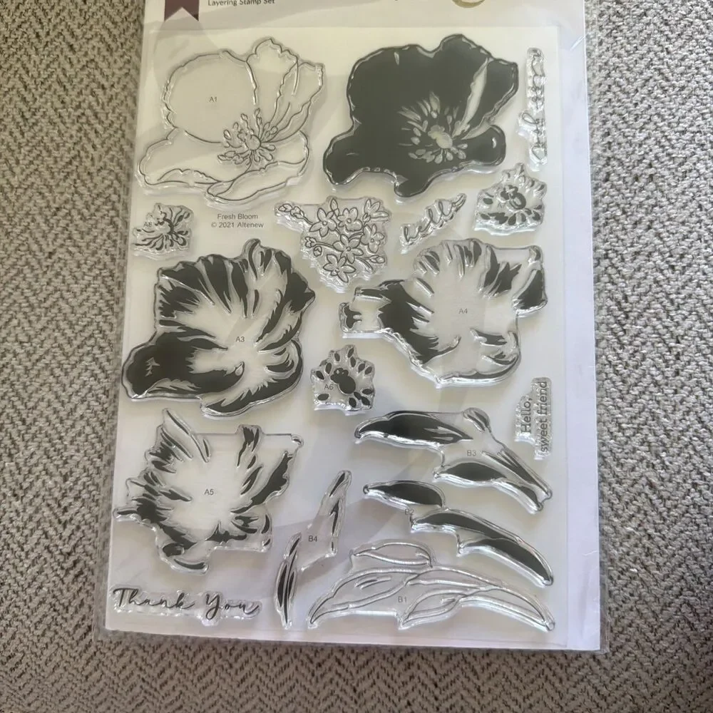 Altenew Fresh Bloom Layering Clear Stamps Flowers floral thank you fauriei poppy